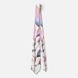Pastel Watercolor Botanische Bladeren Spiraal Note Stropdas