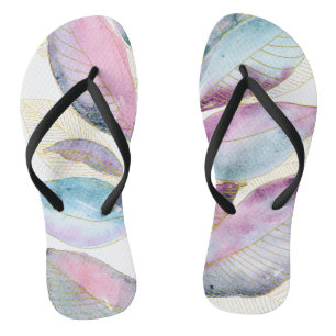 Pastel Watercolor Botanische Bladeren Spiraal Note Teenslippers