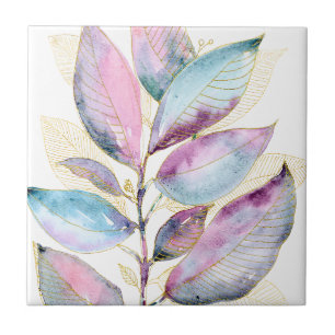 Pastel Watercolor Botanische Bladeren Spiraal Note Tegeltje