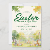 Pastel Watercolor Bunny Easter Egg Hunt Brunch  Kaart (Voorkant)