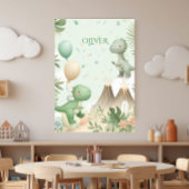 Pastel Watercolor Dino Kids Nursery Art Perfect Poster