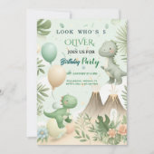 Pastel Watercolor Dino Party Birthday Kaart (Voorkant)