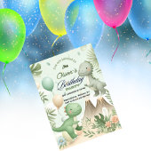 Pastel Watercolor Dino Party Birthday Kaart