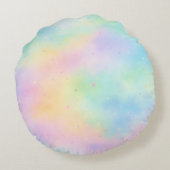 Pastel Watercolor Dream – Soft Rainbow Gradient Rond Kussen (Achterkant)