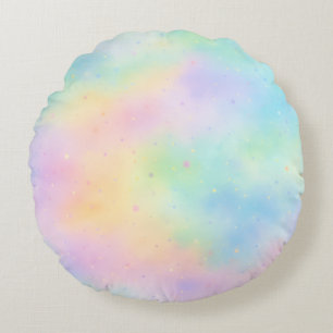 Pastel Watercolor Droom – Zachte Regenboog Gradiën Rond Kussen