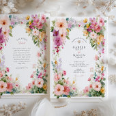 Pastel Watercolor Floral Arch Wedding Kaart