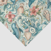 Pastel Watercolor Floral Dolphins Decoupage Tissuepapier (Detail)