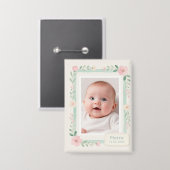 Pastel Watercolor Floral Empty Photo Frame Button (Voorkant / Achterkant)