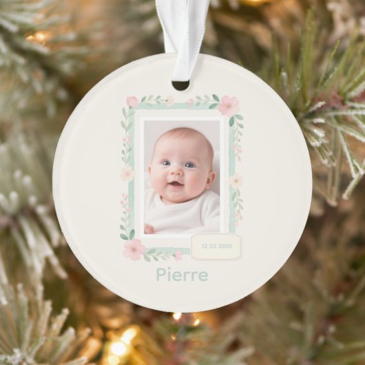 Pastel Watercolor Floral Empty Photo Frame Ornament (Boom)