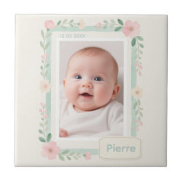 Pastel Watercolor Floral Empty Photo Frame Tegeltje
