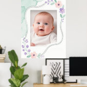 Pastel Watercolor Floral Empty Wavy Frame Poster (Thuiskantoor)