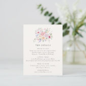 Pastel Watercolor Floral Wedding Details Card Kaart (Staand voorkant)