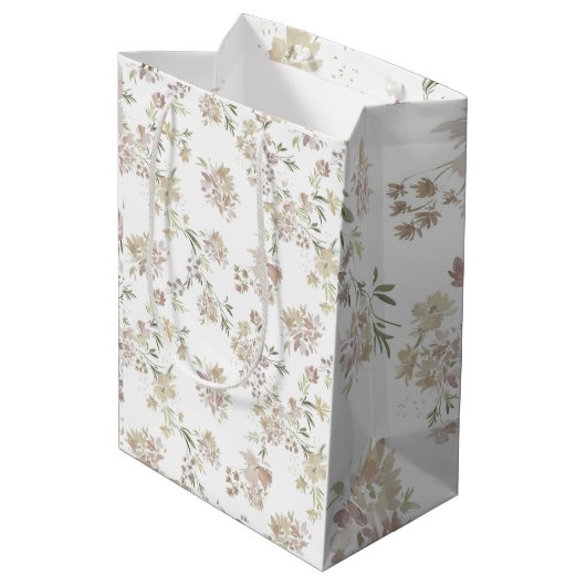 Pastel Watercolor flowers Wrapping Paper of 3 Medium Cadeauzakje (Achterkant Gekanteld)