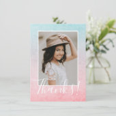 Pastel Watercolor Foto Aqua Dankkaart Bedankkaart (Staand voorkant)