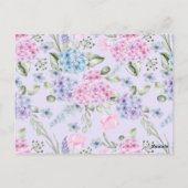 Pastel watercolor gemengde kleur hydrangeabloemen briefkaart (Achterkant)
