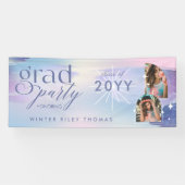 Pastel Watercolor Grad Party 2 Photo Starry Grad Spandoek (Horizontaal)