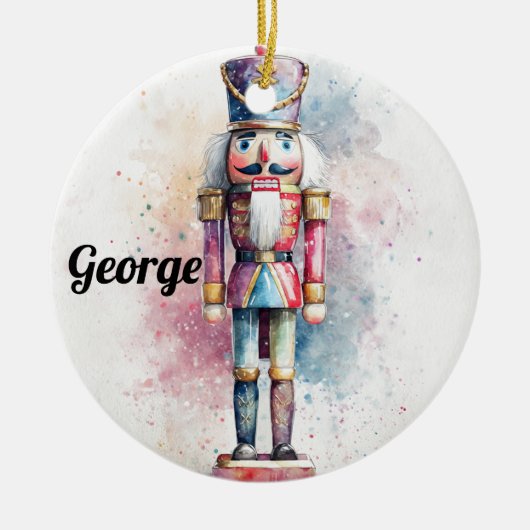 Pastel Watercolor Holiday Ornament – Nutcracker (Voorkant)