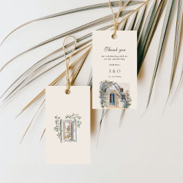 Pastel Watercolor Mediterraans Italiaans Huwelijk Cadeaulabel
