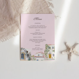 Pastel Watercolor Mediterraans Italiaans Huwelijk Menu