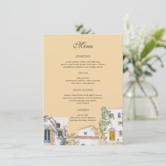 Pastel Watercolor Mediterranean Italian Wedding Menu