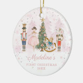 Pastel Watercolor Nutcracker Baby First Christmas Keramisch Ornament (Links)