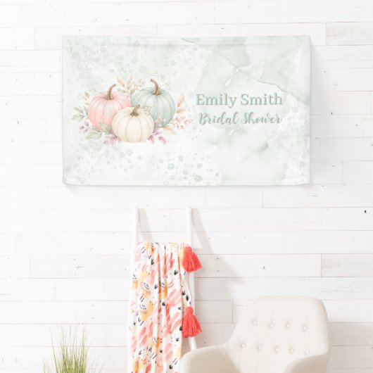 Pastel Watercolor Pompoenen Bruidsfeestje Spandoek (Insitu)