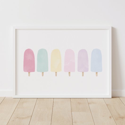 Pastel Watercolor Popsicle Meisjeskamer Poster
