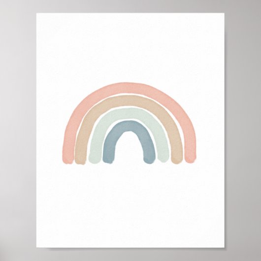 Pastel Watercolor Regenboog Kinderkamer Poster (Voorkant)