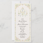 Pastel Watercolor Rococo Kroonluchter Bruidsdouche Kaart (Voorkant)