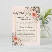 Pastel Watercolor Roses Wedding Brunch Kaart (Staand voorkant)