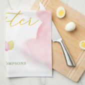 Pastel Watercolor Splashes And Chick Happy Easter Theedoek (Quarter Fold)