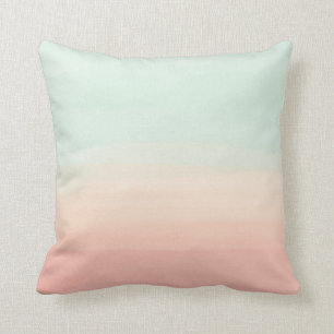 Pastel Watercolor Strepen Zeeglas en Perzik Kussen