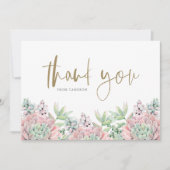 Pastel Watercolor Succulenten Baby Shower Bedankkaart (Voorkant)