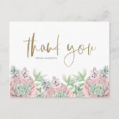 Pastel Watercolor Succulenten Verjaardag Bedankt Briefkaart (Voorkant)