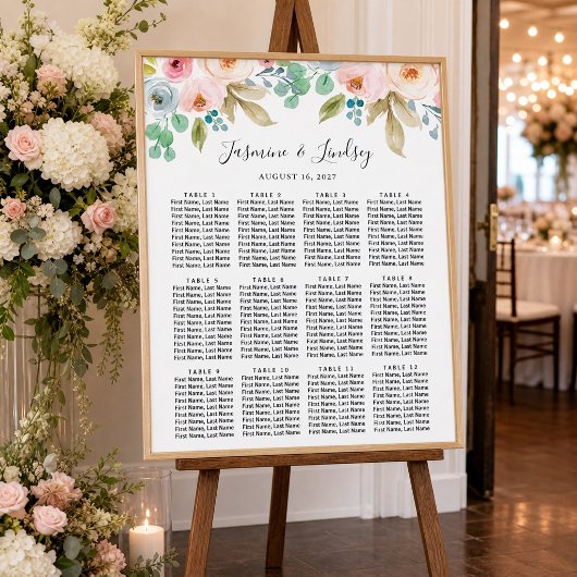 Pastel Watercolor Trouw Stoelindeling Poster