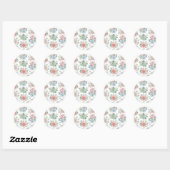 Pastel Watercolor Vetplant en Cactus Patroon Ronde Sticker (Vel)