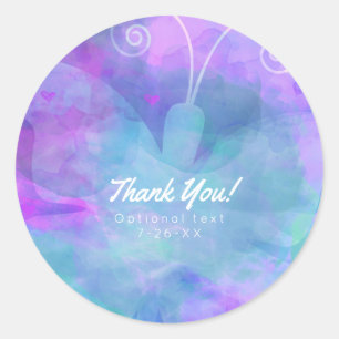 Pastel Watercolor Vlinder Feest Favor Ronde Sticker