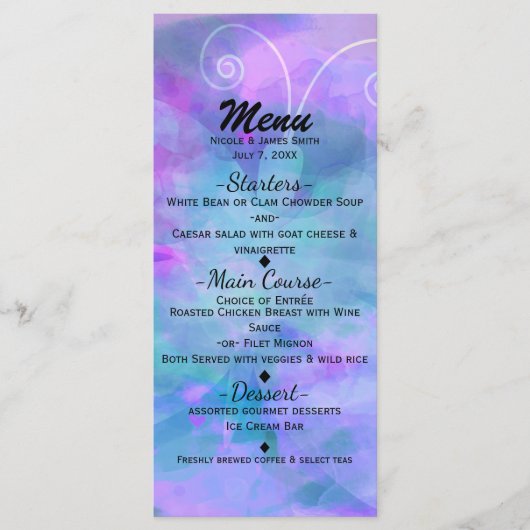 Pastel Watercolor Vlinder Feest Uitnodiging Menu (Voorkant)
