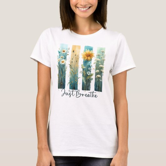 PASTEL WATERCOLOR WILDFLOWER BRUSHSTROKES T-SHIRT (Voorkant)
