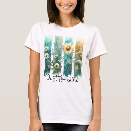 PASTEL WATERCOLOR WILDFLOWER BRUSHSTROKES T-SHIRT (Voorkant)