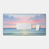 Pastel Watercolor Zonsondergang Strand Bureaumat (Keyboard & Muis)