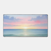 Pastel Watercolor Zonsondergang Strand Bureaumat (Voorkant)