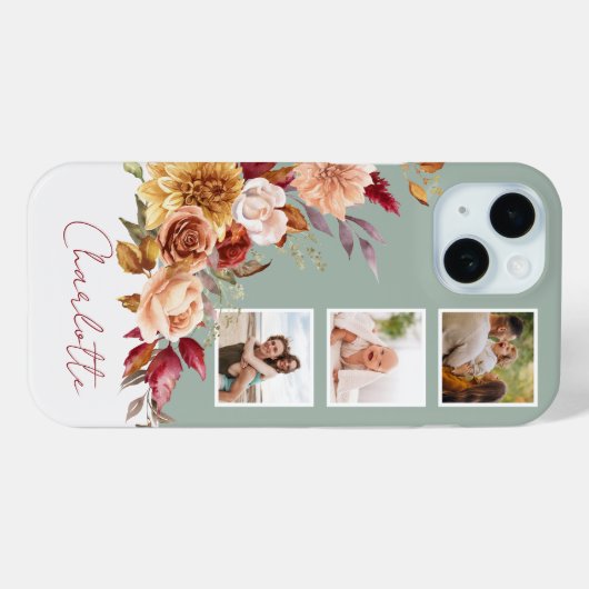  pastel Waterverf, 3-foto's w / naam Case-Mate iPhone Case (Achterkant (horizontaal))