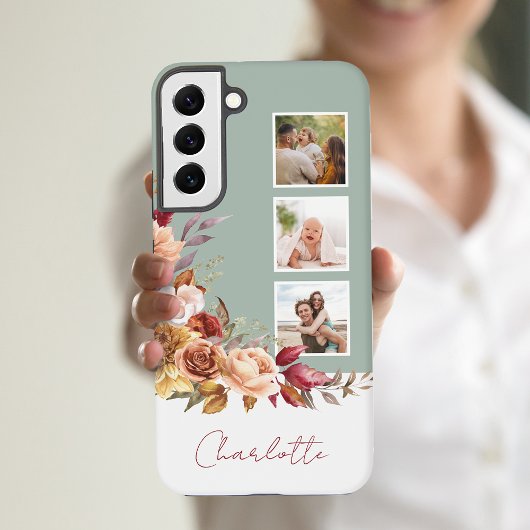  pastel Waterverf, 3-foto's w / naam Samsung Galaxy Hoesje