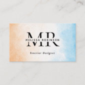 Pastel Waterverf Aangepaste QR-code en Monogram Visitekaartje (Voorkant)