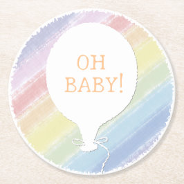 Pastel Waterverf aangepaste tekst Baby shower Oh B Ronde Kartonnen Onderzetter