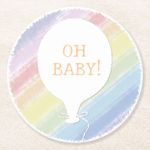 Pastel Waterverf aangepaste tekst Baby shower Oh B Ronde Kartonnen Onderzetter