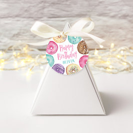 Pastel Waterverf Aangepaste verjaardag donut Bedankjes Labels