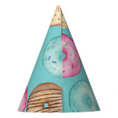 Pastel Waterverf Aangepaste verjaardag donut Feesthoedjes (Achterkant)