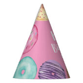 Pastel Waterverf Aangepaste verjaardag donut Feesthoedjes (Links)